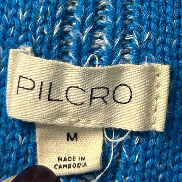 PILCRO Anthropologie Blue Striped Knit Sweater High Low Hem Women’s Medium - Picture 10 of 13